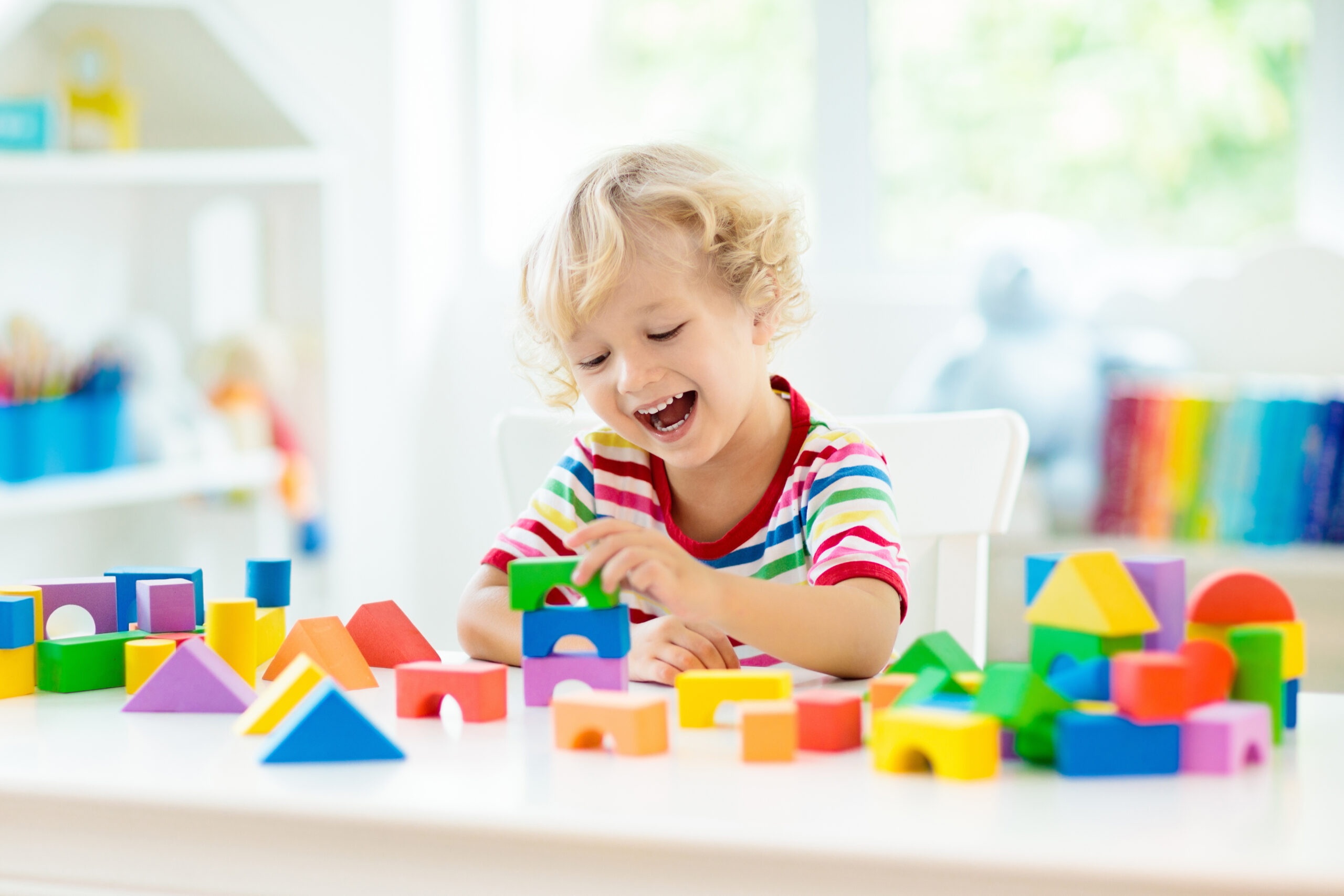 Child playing with blocks