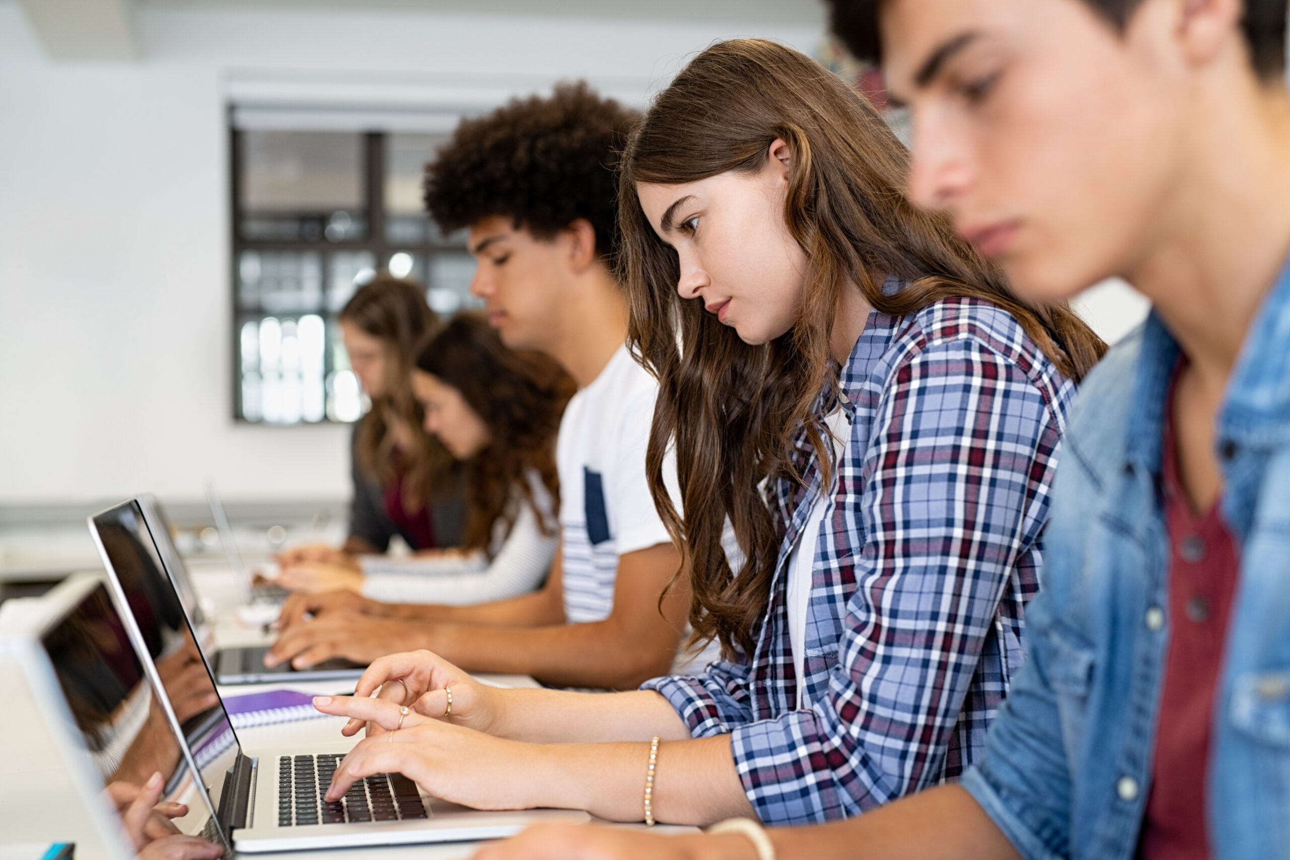 High school students on their laptops